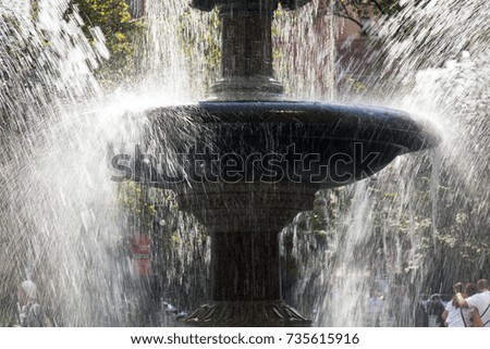 Waterfall from a fountain in a park