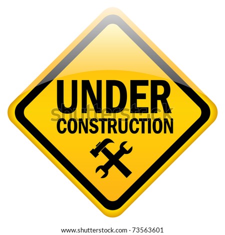 Under construction sign isolated on white