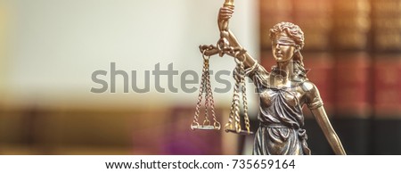 The Statue of Justice - lady justice or Iustitia / Justitia the Roman goddess of Justice Royalty-Free Stock Photo #735659164