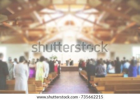 Church Congregation Service Blurred Royalty-Free Stock Photo #735662215