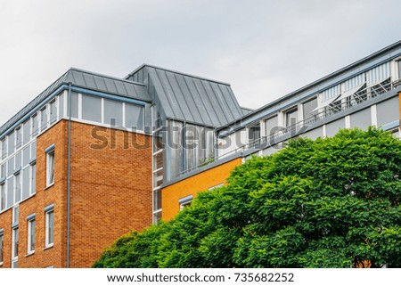 hdr picture of orange modern office building