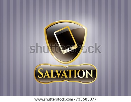  Gold badge with mobile phone icon and Salvation text inside