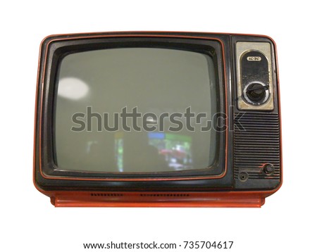 Old vintage TV television isolated on white background. This has clipping path.