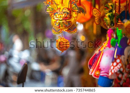 Vietnam's traditional lantern in hanoi's old quarter
