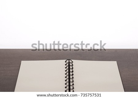 Picture for Business, Open notebook, Blank notebook Folding on Wooden Background with top white space for text