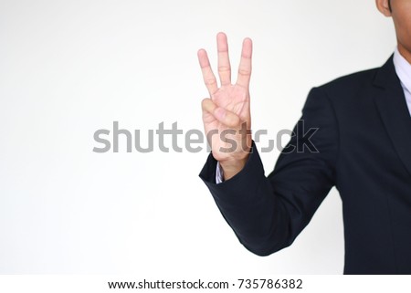 Show hand counting three,About sequence. (blur,soft focus) Royalty-Free Stock Photo #735786382