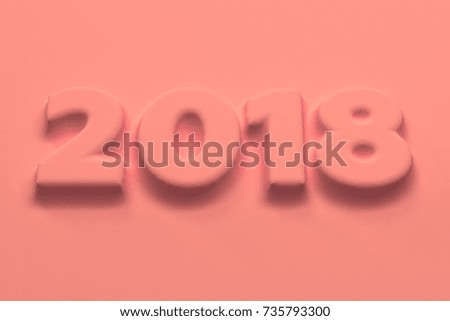 Red 2018 number bas-relief. 2018 new year sign. 3D rendering illustration
