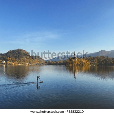 Beautiful Bled lake. Fall time.