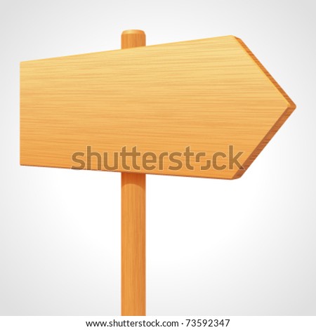 Vector wooden sign as arrow in perspective