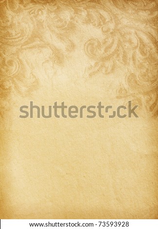 Old worn paper with floral ornament Royalty-Free Stock Photo #73593928