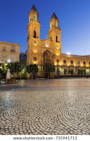 San Antonio Church in Cadiz. Cadiz, Andalusia, Spain.