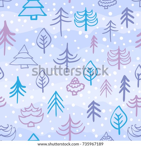 Christmas trees pattern with snowflakes
