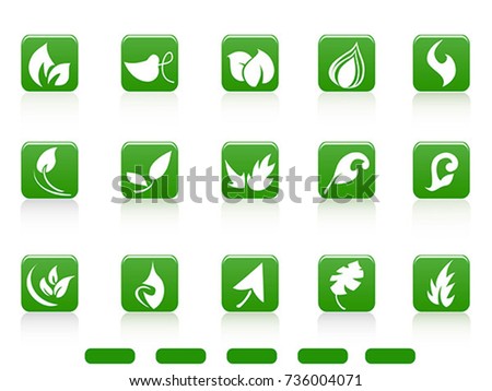 green abstract leaves icon buttons