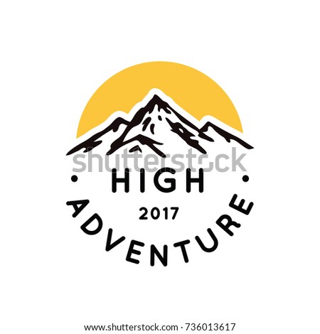 High adventure. Mountains vector badge.