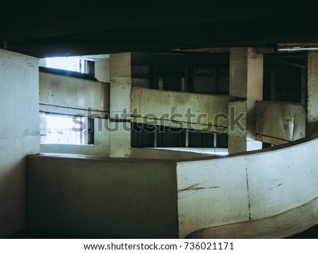 An old style empty building in dark environment.