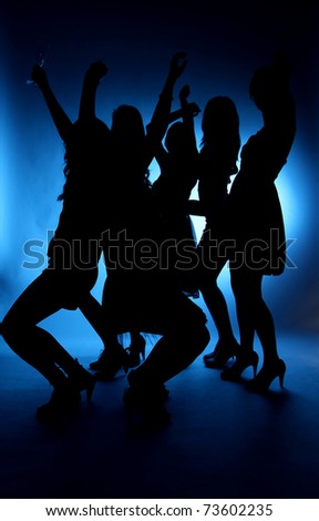 silhouette of dancing girls