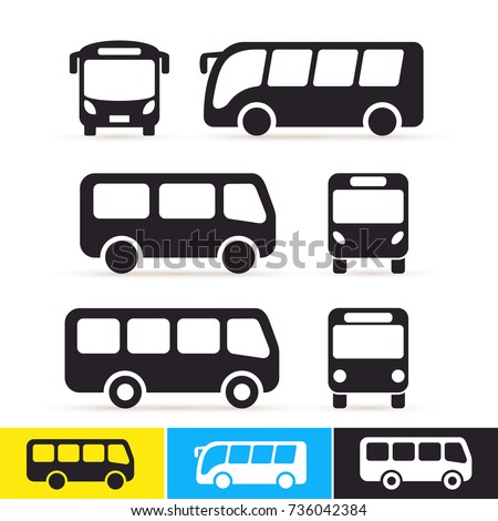 Set of bus icon. Vector illustration. Isolated on white background Royalty-Free Stock Photo #736042384