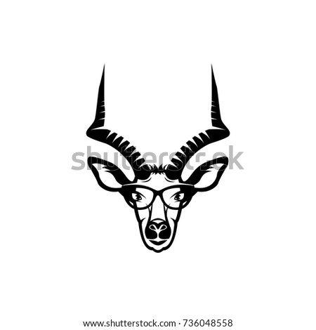 Vector antelope head, face  for retro hipster logos, emblems, badges, labels template and t-shirt vintage design element. Isolated on white background