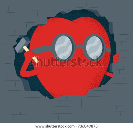 Heart vector illustration. Working heart concept design, brick wall