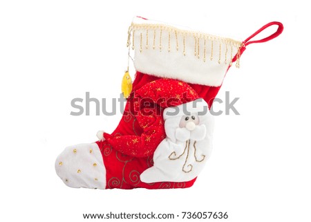 Boots for gifts for christmas isolated on the white background.