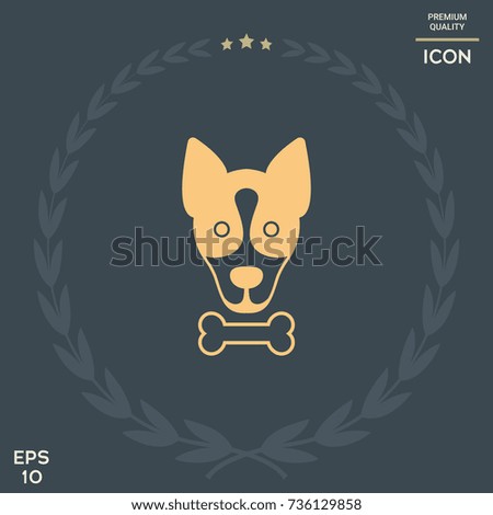Dog with bone- logo, symbol, protect sign, icon. Meals for pet