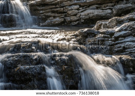 Waterfall among the stones.