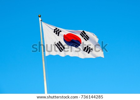 South Korean flag waving on wind