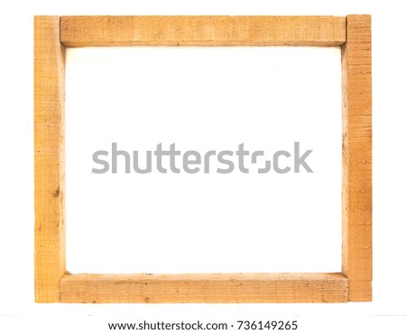 old wooden frame isolated on white background. used to design art work or add text.