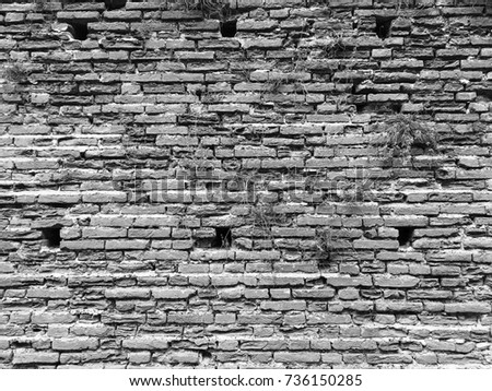 Old brick black and white wall