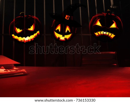 Halloween background,Silhouette Halloween Pumpkins and the red Background