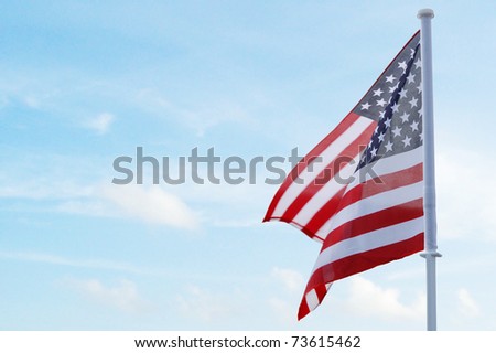 A holiday us flag on sky