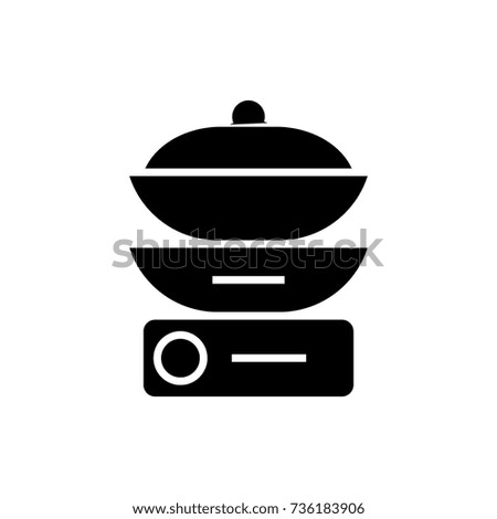 double boiler icon, vector illustration, black sign on isolated background