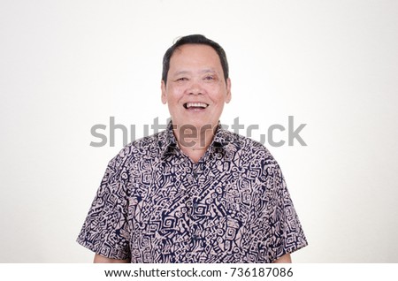 Asian Senior man over white background