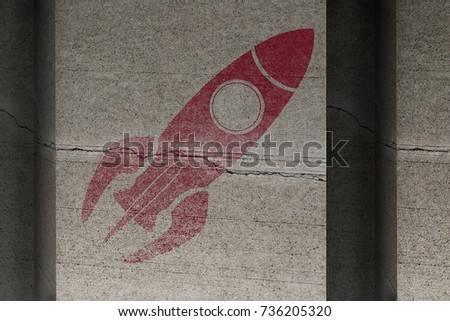 Rocket ship against full frame shot of old steps