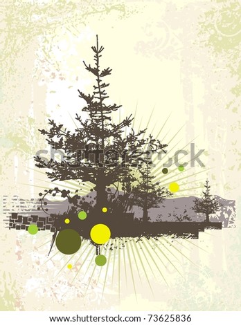 Grunge Tree Silhouette Background