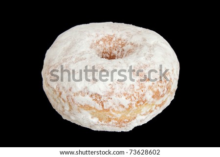 Powdered Sugar Donut with Black Background