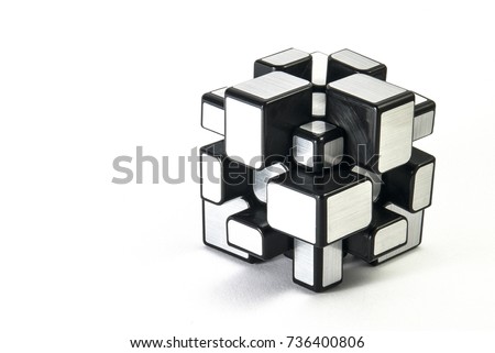 Plastic 3D Puzzle on White Background . Isolated Element