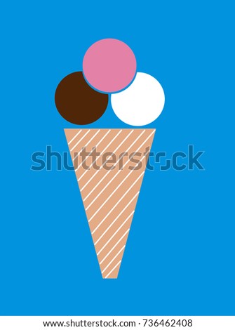 Ice cream in waffle cone vector icon
