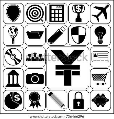 Set of 22 business icons or symbols. Collection. Flat design. Vector Illustration.
