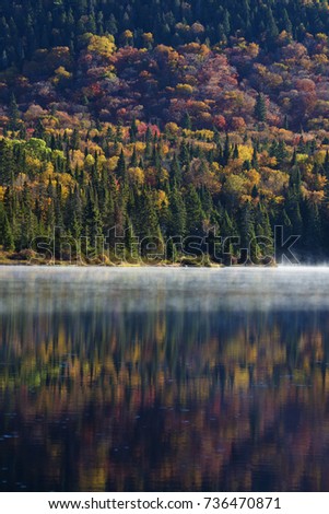 Autumn reflection in Mont-Tremblant  national park Canada