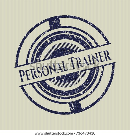 Blue Personal Trainer distressed rubber grunge texture stamp