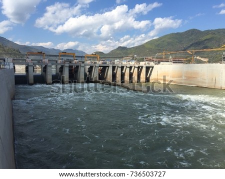Spillway section for control water level between Upstream and  Downstream of the Dam.