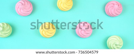 Pop Art Color style donuts and bakery goodies on bright colorful background sized to fit a popular social media cover image placeholder.