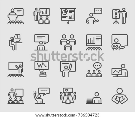 Training and Learning line icon Royalty-Free Stock Photo #736504723
