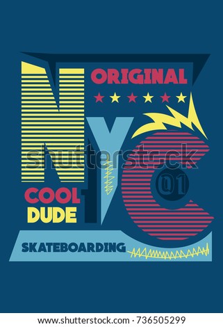 New York cool dude. t-shirt print poster, vector illustration.
