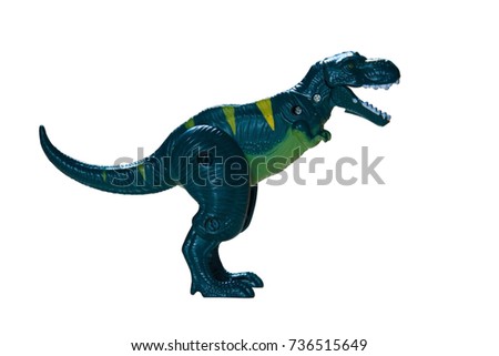 Green Dinosaur, Plastic Toy Animal isolated on white background.