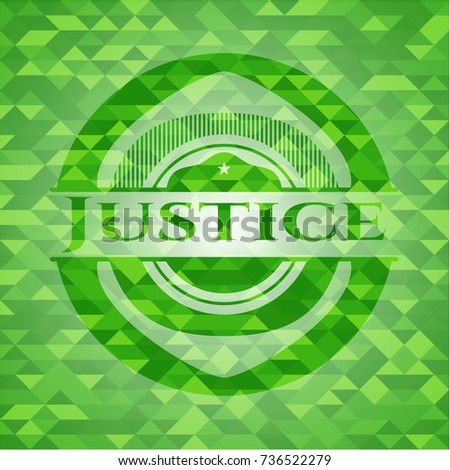 Justice realistic green mosaic emblem
