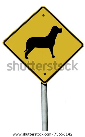 A dog sign isolated on a plain white background.
