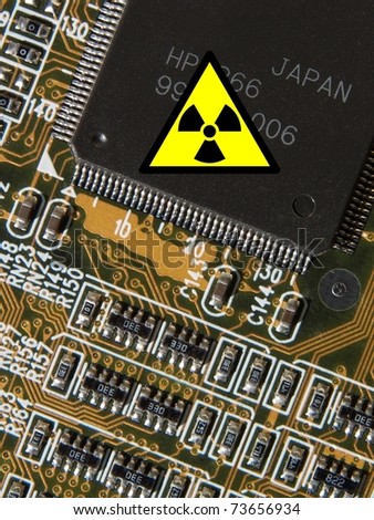 radioactivity symbol on a database processor of Japan