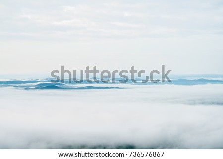 Sea of mist, view from the peak of Khao Yai Tiang mountain, Nakhon Ratchasima, Thailand